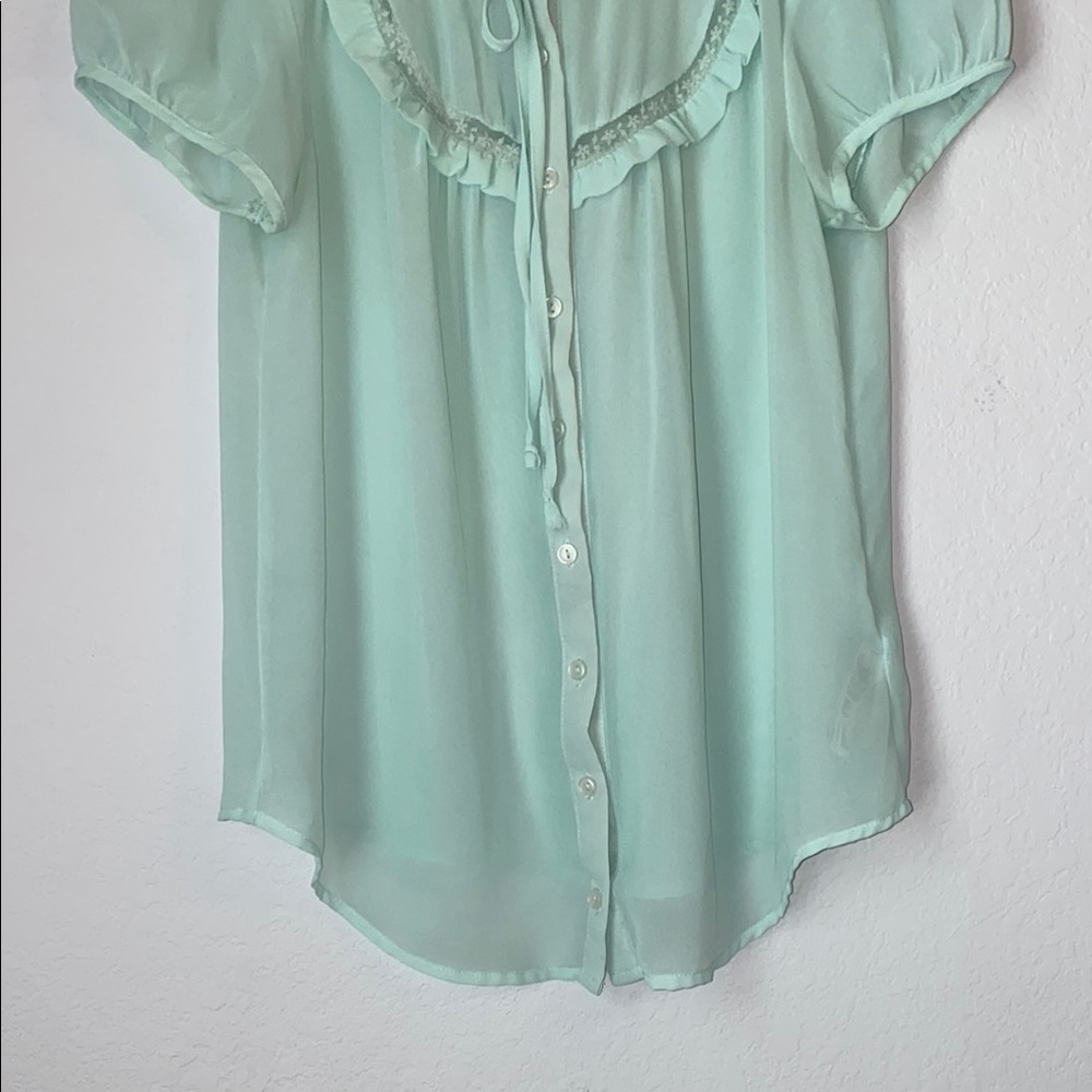 Forever 21 Light Green Ruffle Blouse - Picture 3 of 8